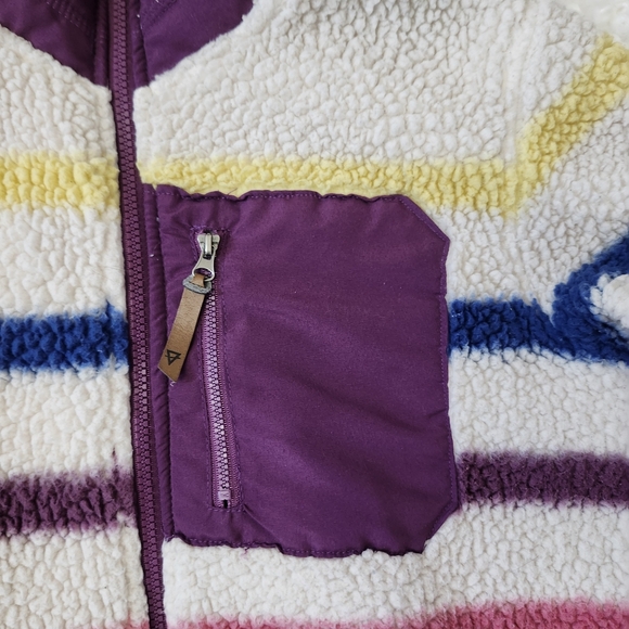 Colorful Striped Teddy Jacket Women’s Sz L Cozy Fall Spring Streetwear Outerwear - Picture 10 of 13